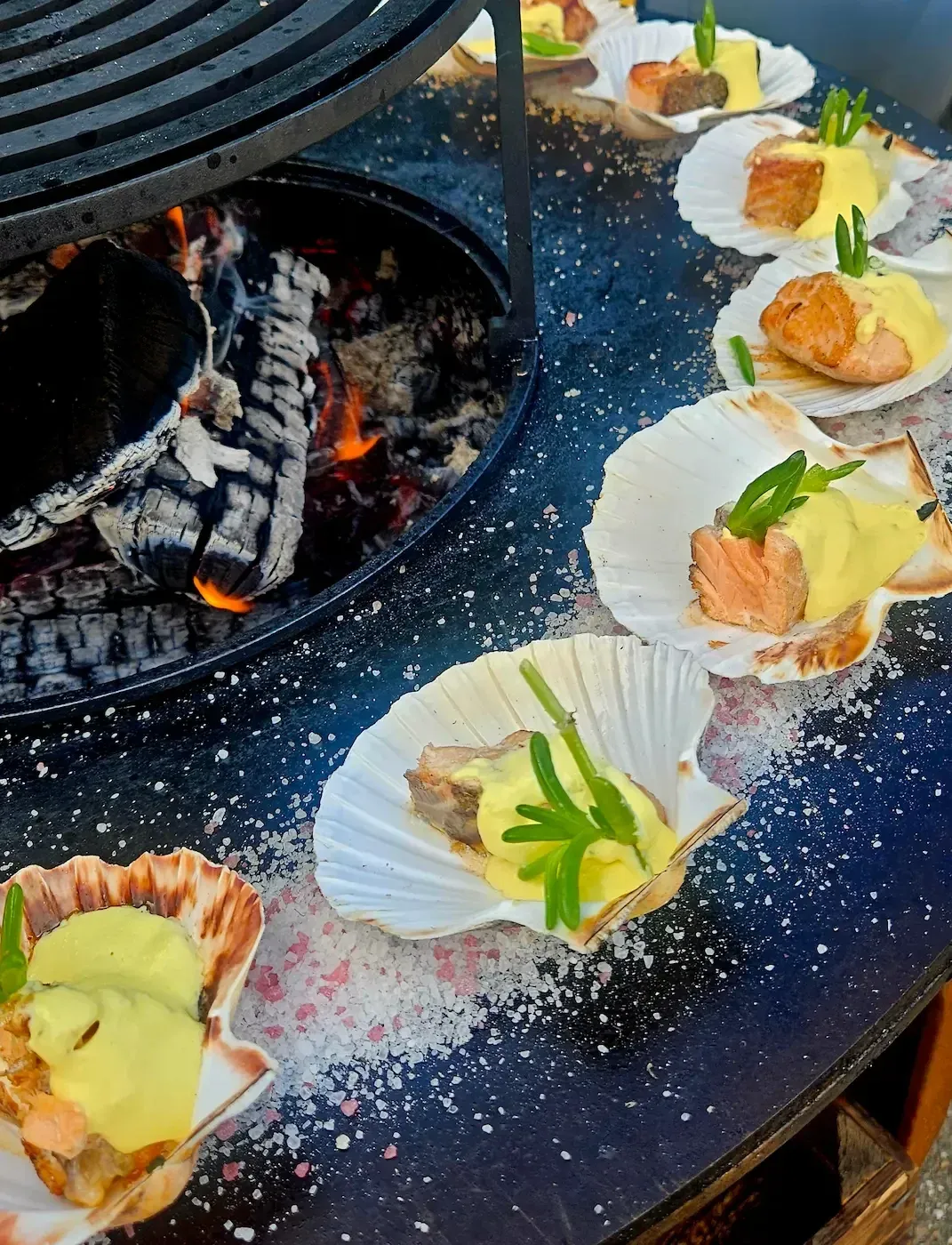 Coquilles in de schelp, bereid op de rand van de Ofyr